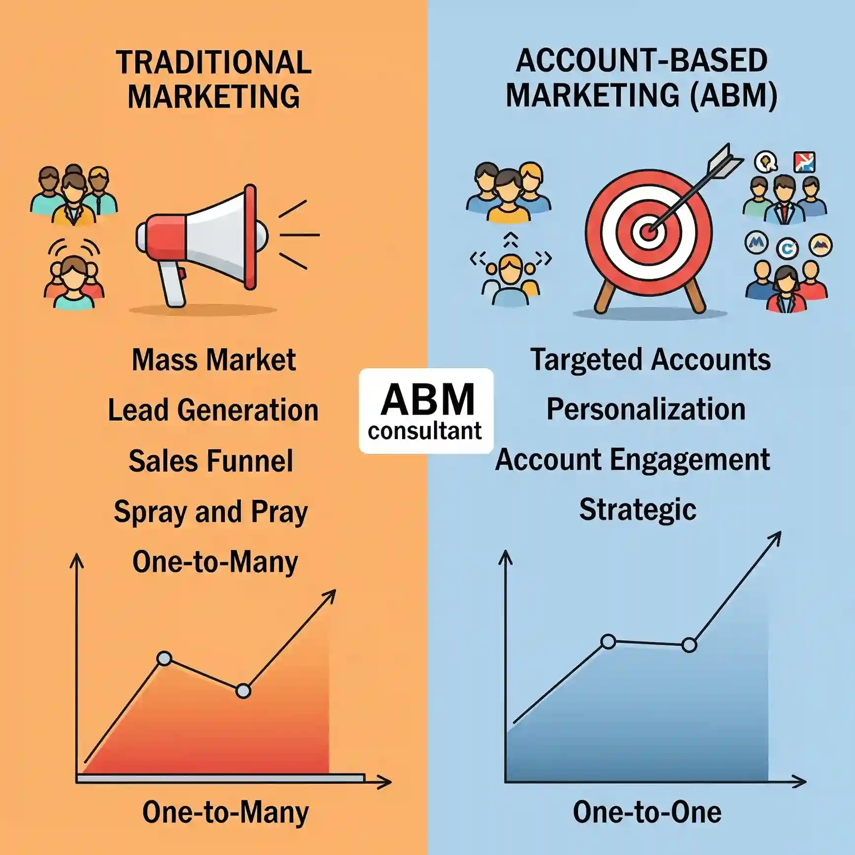 ABM Consultant 2 ABM Consultant Services comparing traditional marketing vs account based marketing strategies explained