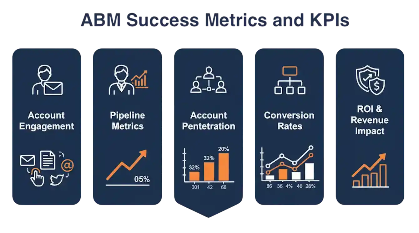ABM Consultant 3 ABM KPIs and success metrics chart by expert Account Based Marketing consultant services to track account engagement, pipeline growth, and ROI.