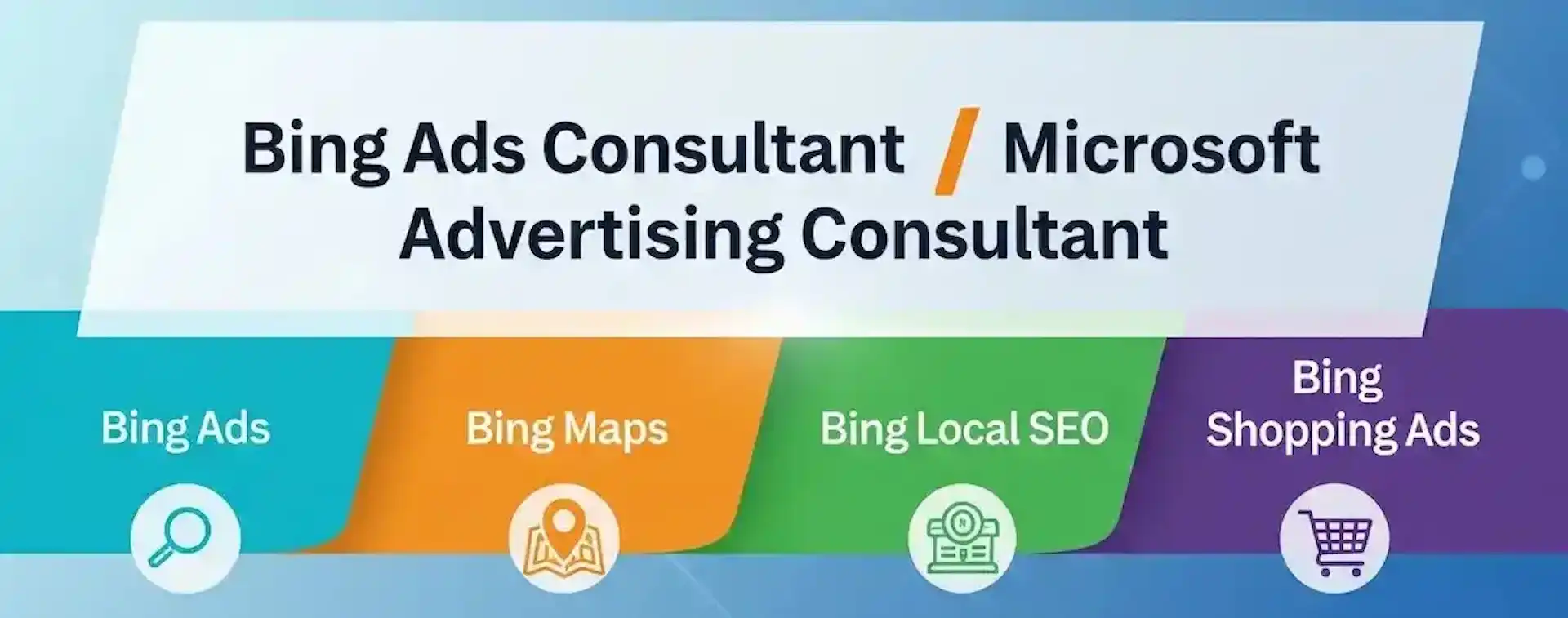 Bing Ads Consultant Services A professional consultant, Zabi Niazi, presents services for Bing Ads, Bing Maps, Bing Local SEO, and Bing Shopping, with a focus on helping businesses improve their online presence.