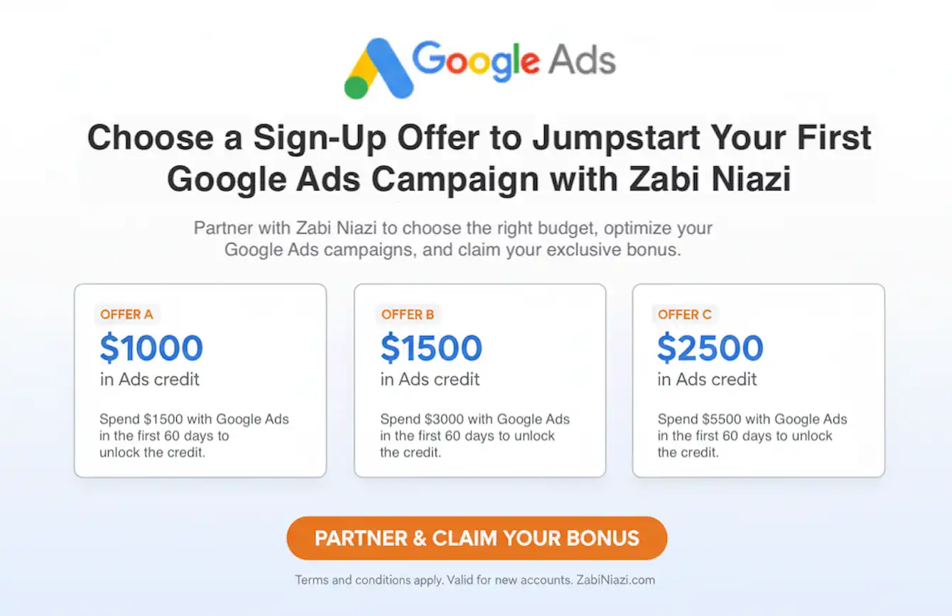 Exclusive Google Ads Promotion – Jumpstart Your First Campaign with Zabi Niazi
