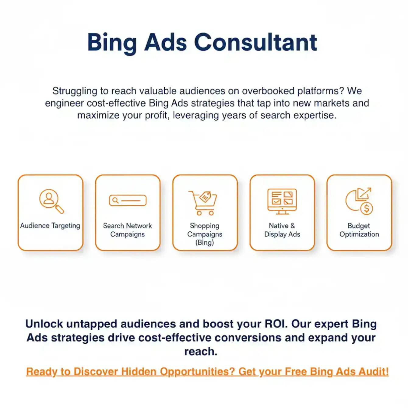 Unlock untapped audiences and boost your ROI. Our expert Bing Ads strategies drive cost-effective conversions and expand your reach.