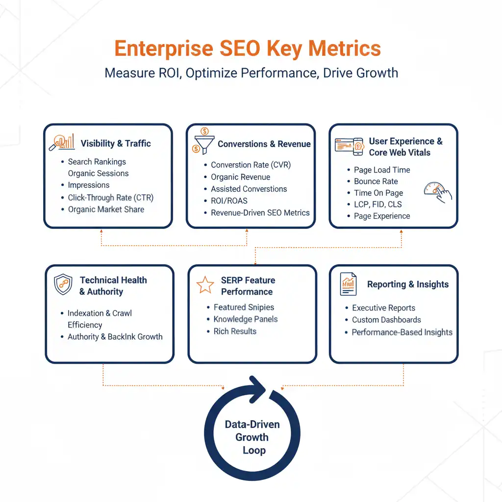 Enterprise SEO key metrics tracked by enterprise SEO consultant Zabi Niazi